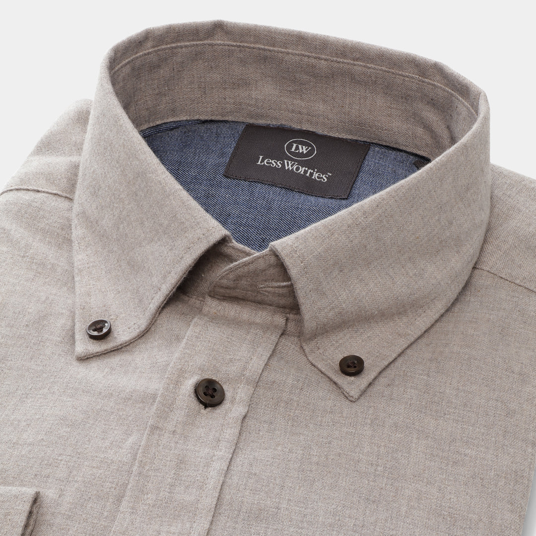 Beige Twill Flanellskjorta