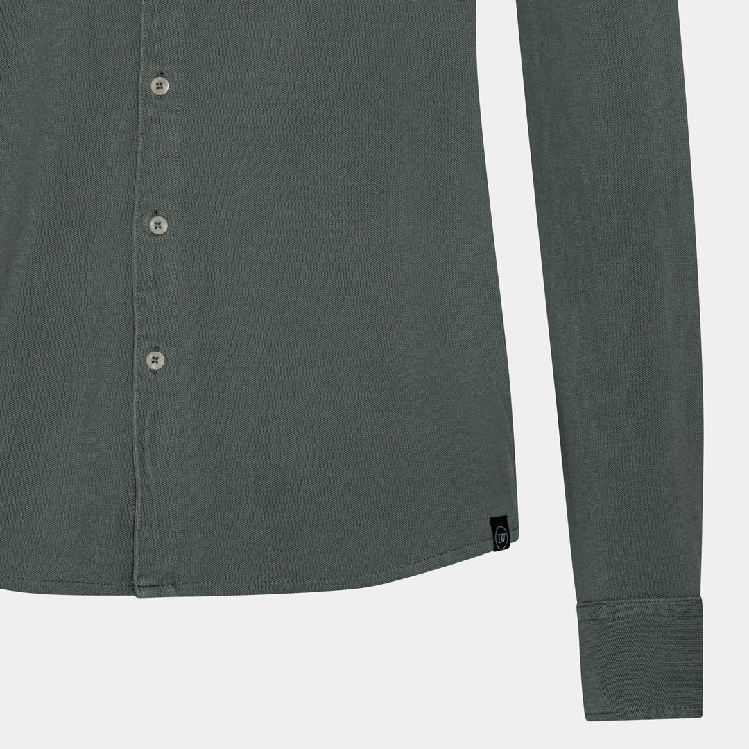 Green Long-Sleeve Piqué Polo Shirt