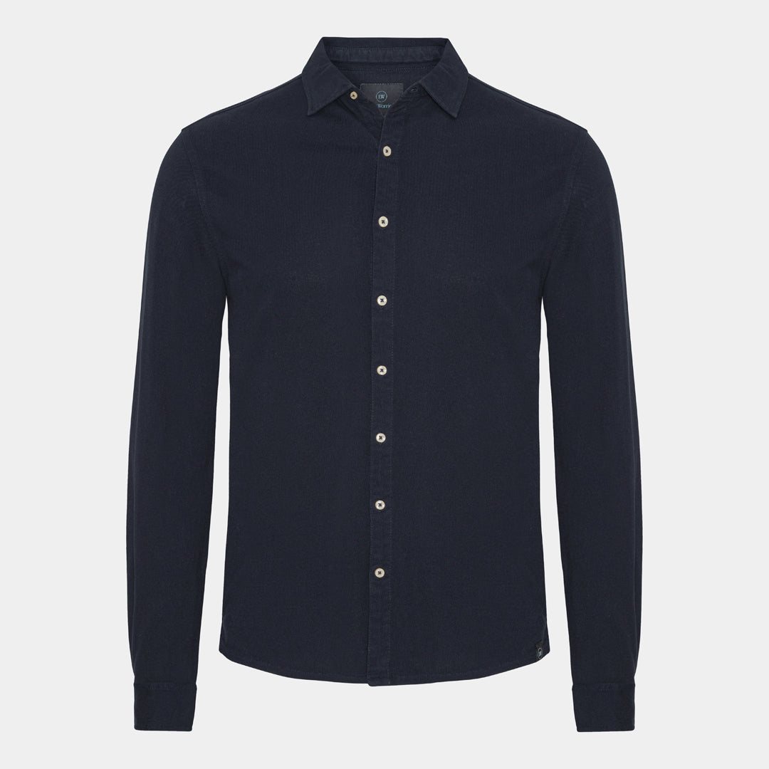 Navy Long-Sleeve Piqué Polo Shirt