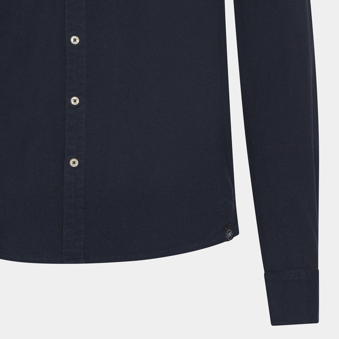 Navy Long-Sleeve Piqué Polo Shirt