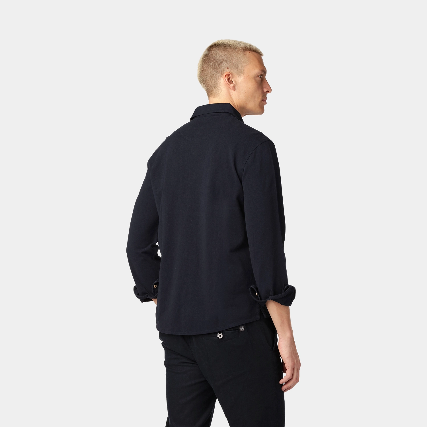 Navy Long-Sleeve Piqué Polo Shirt