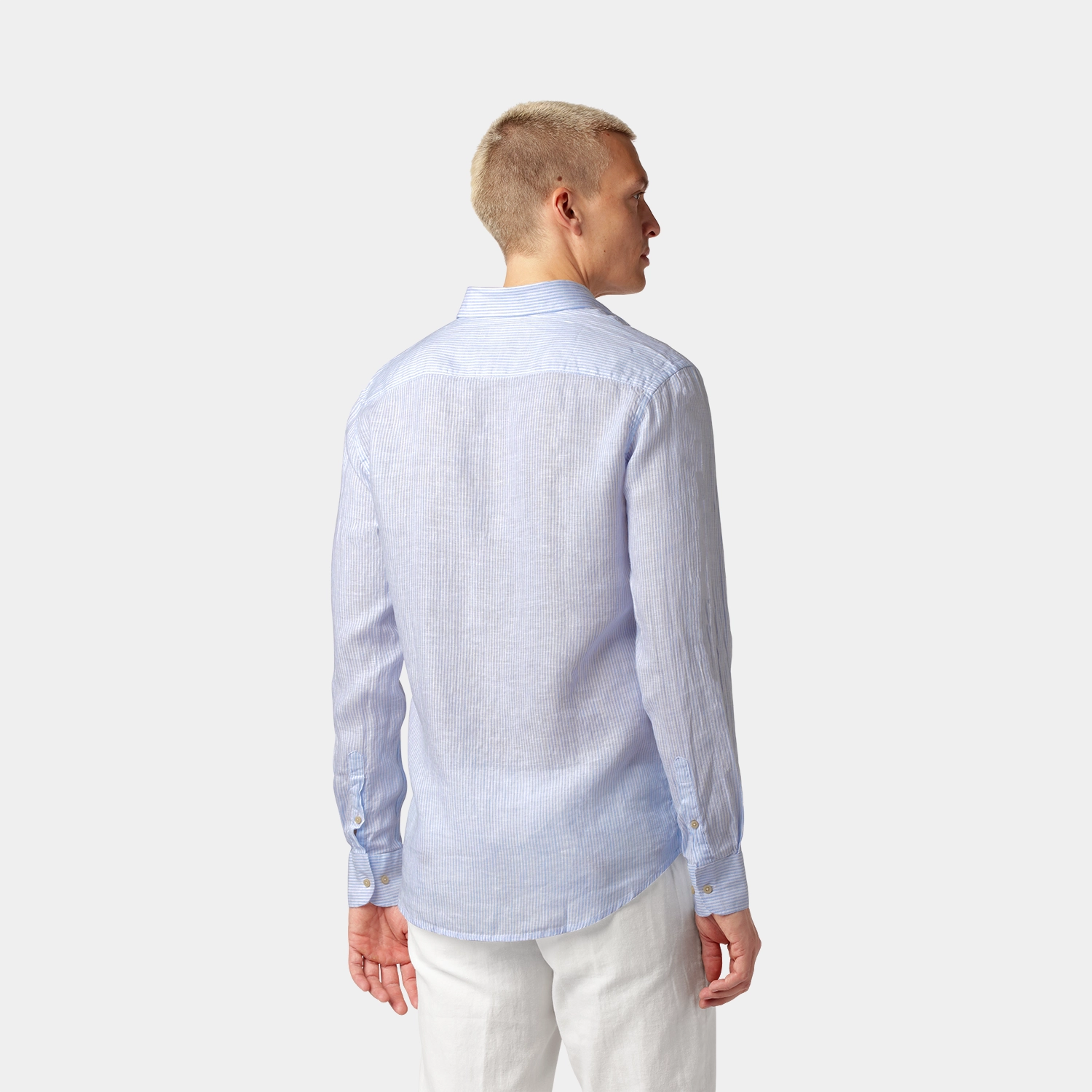 Blue Pinstriped Linen Shirt