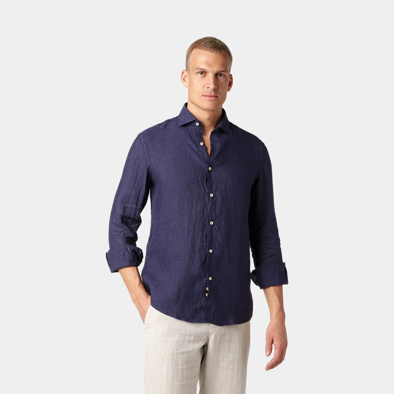 Navy Linen Shirt