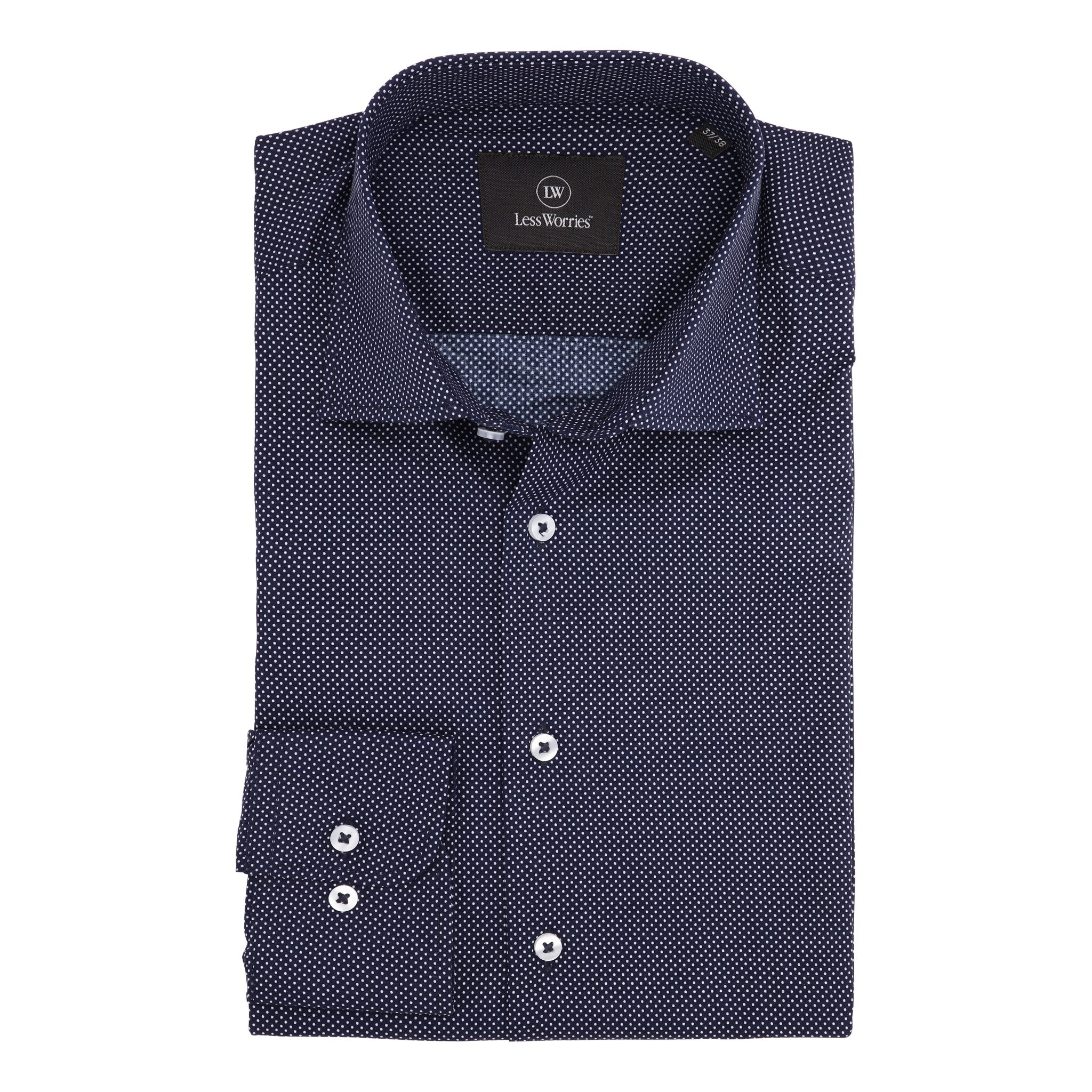 Marinblå Twill-skjorta med prickar
