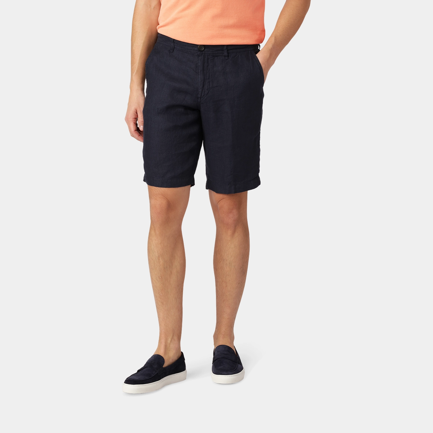 Navy Linen Shorts