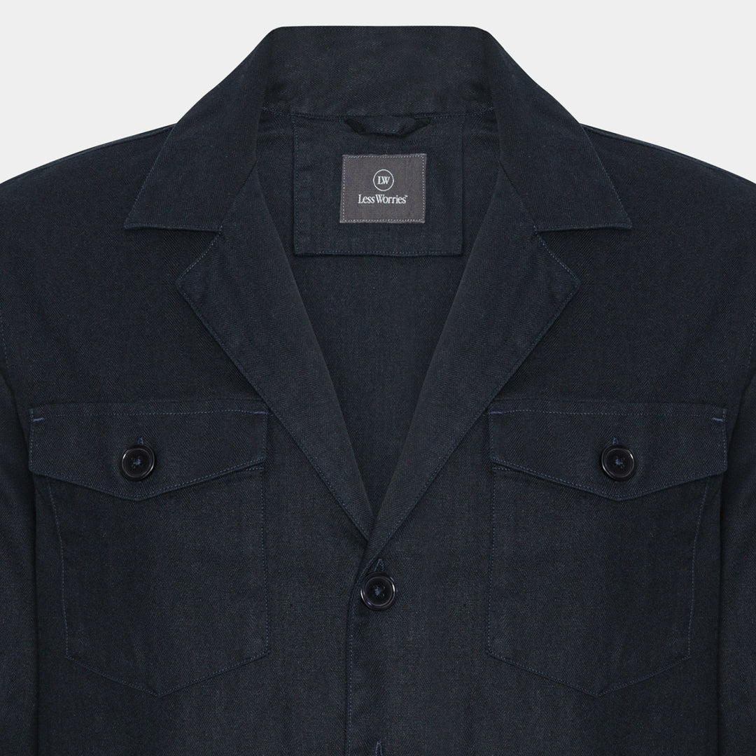 Navy Dressed Linen Overshirt