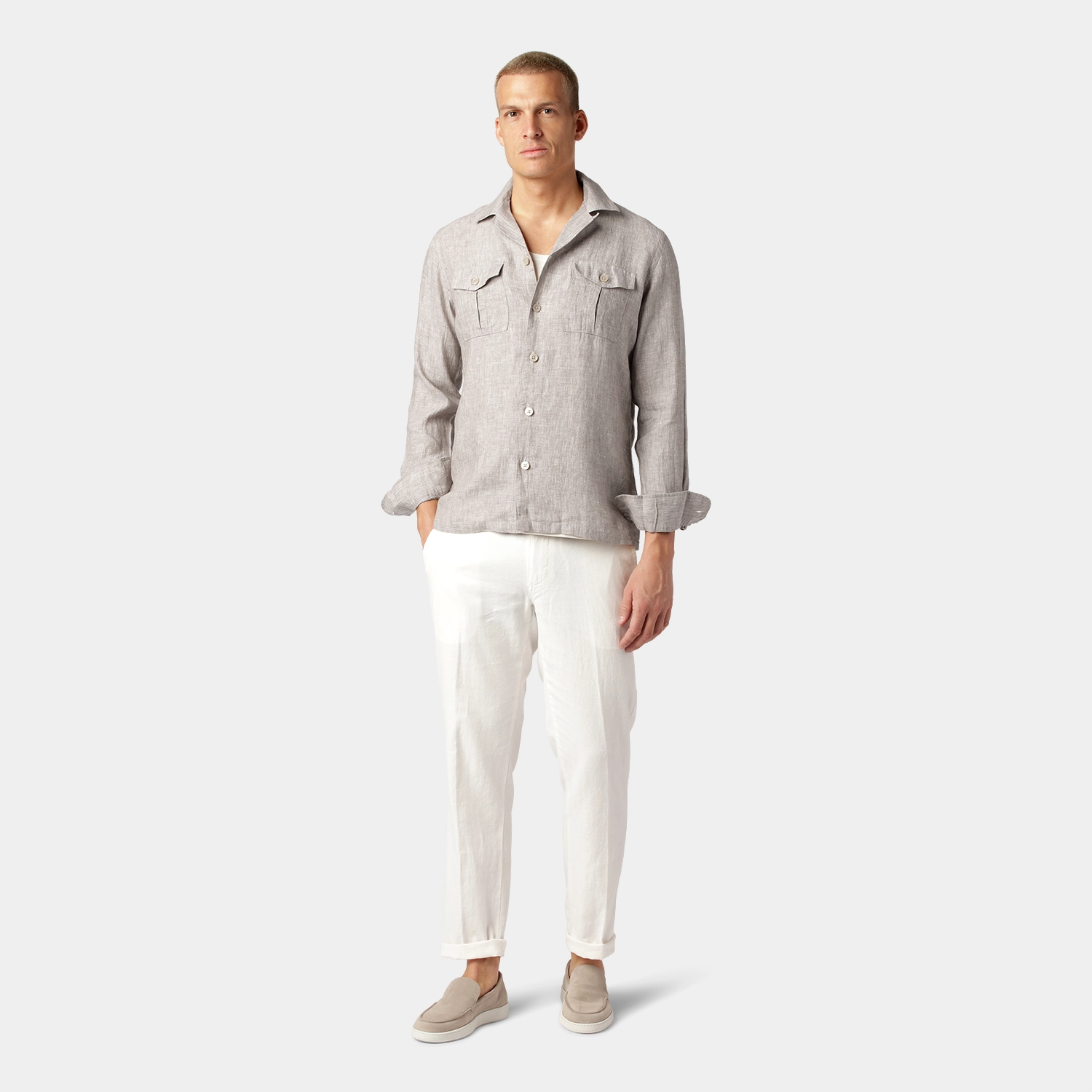 Sand Linen Shirt with Pocket