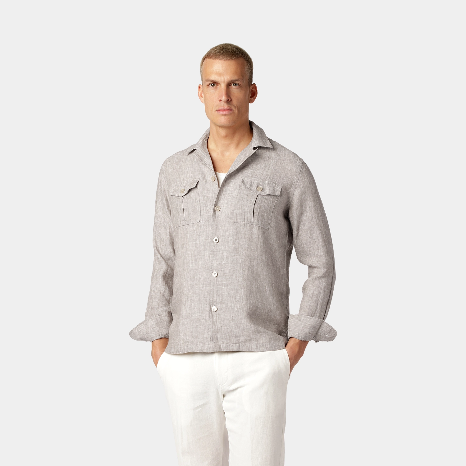 Sand Linen Shirt with Pocket