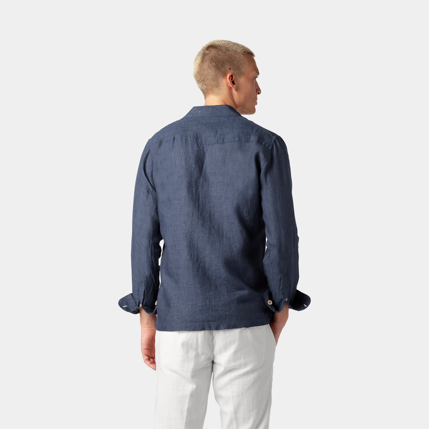 Navy Linen Shirt with pockets