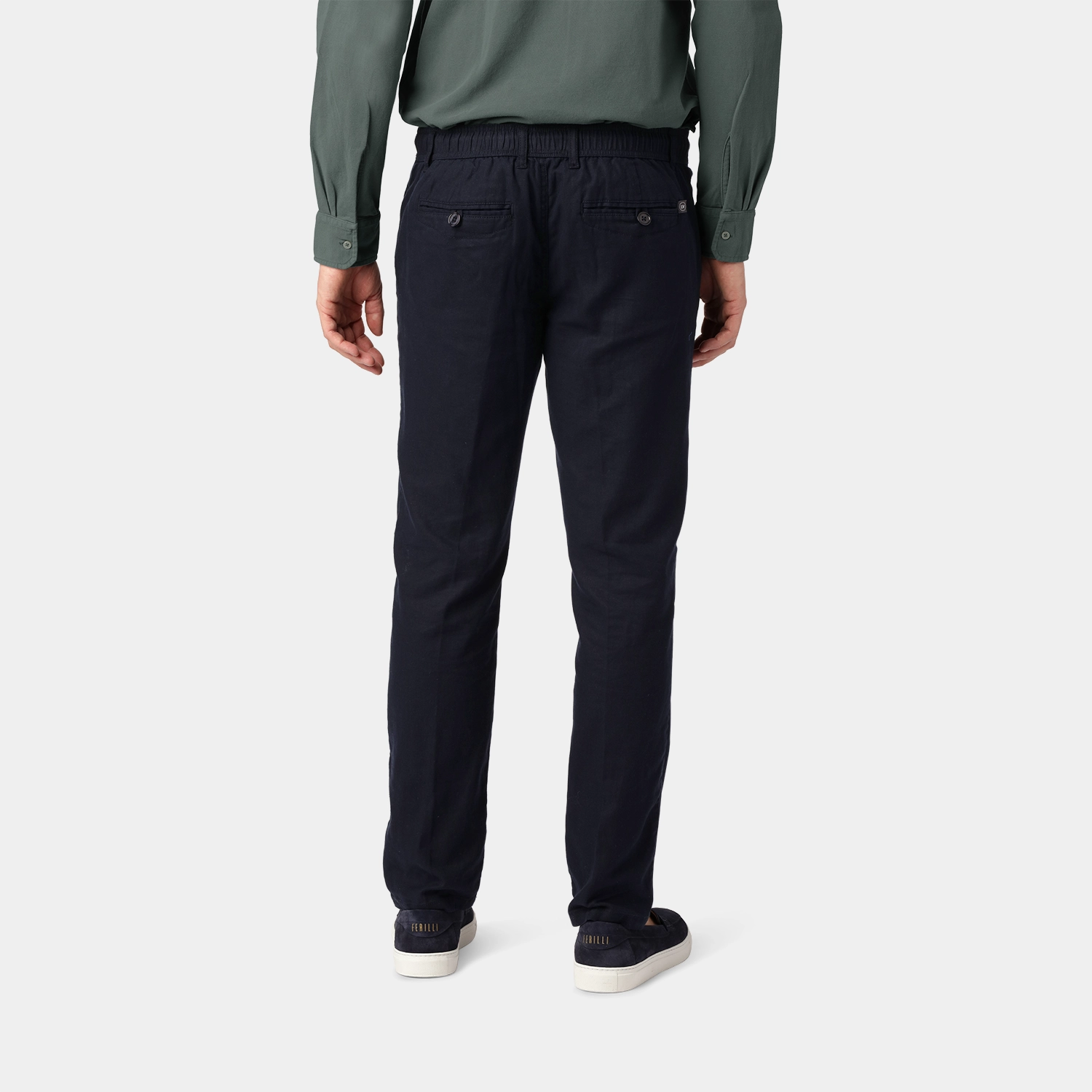 Navy Linen-Cotton Pants