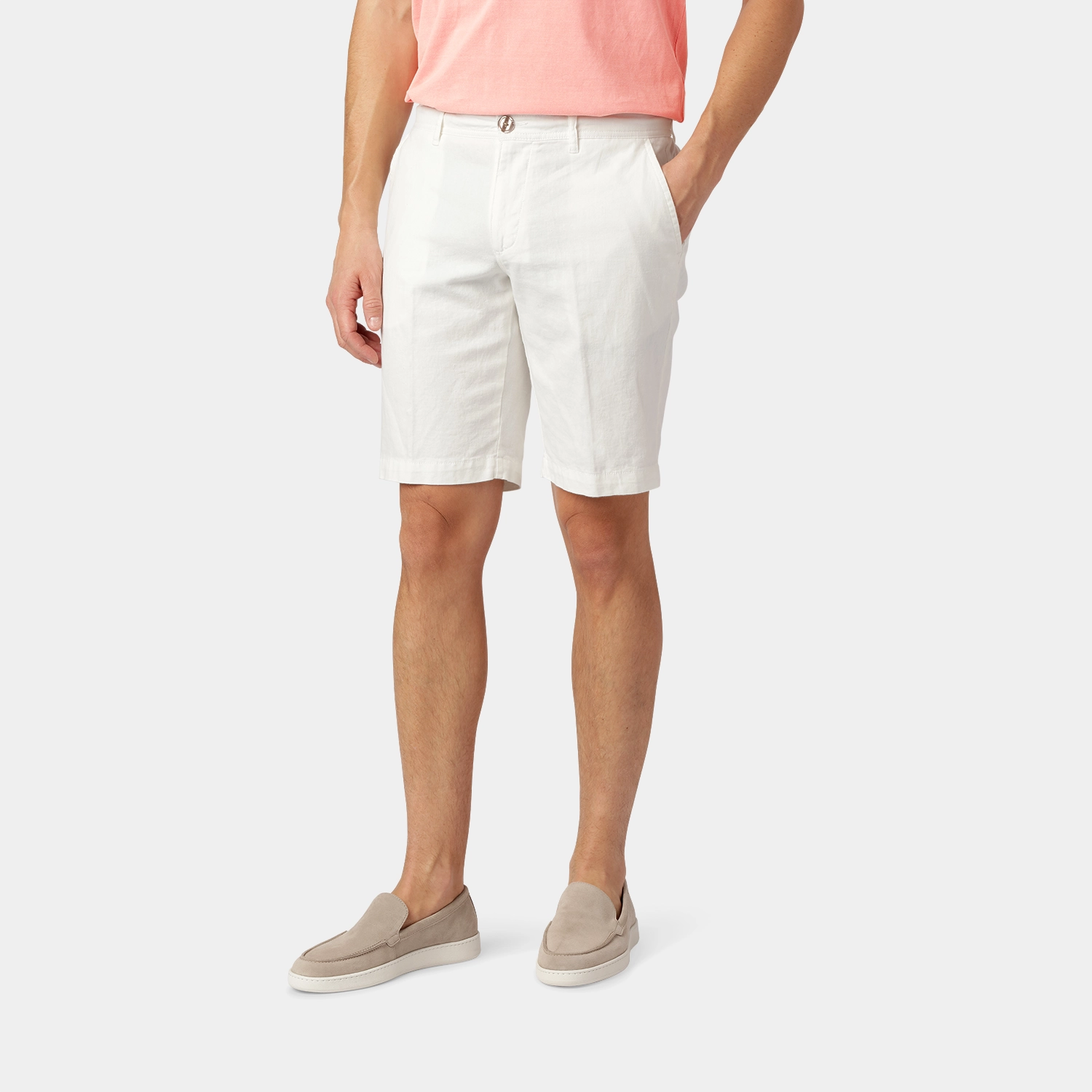 Off-white  Linen-Cotton Shorts