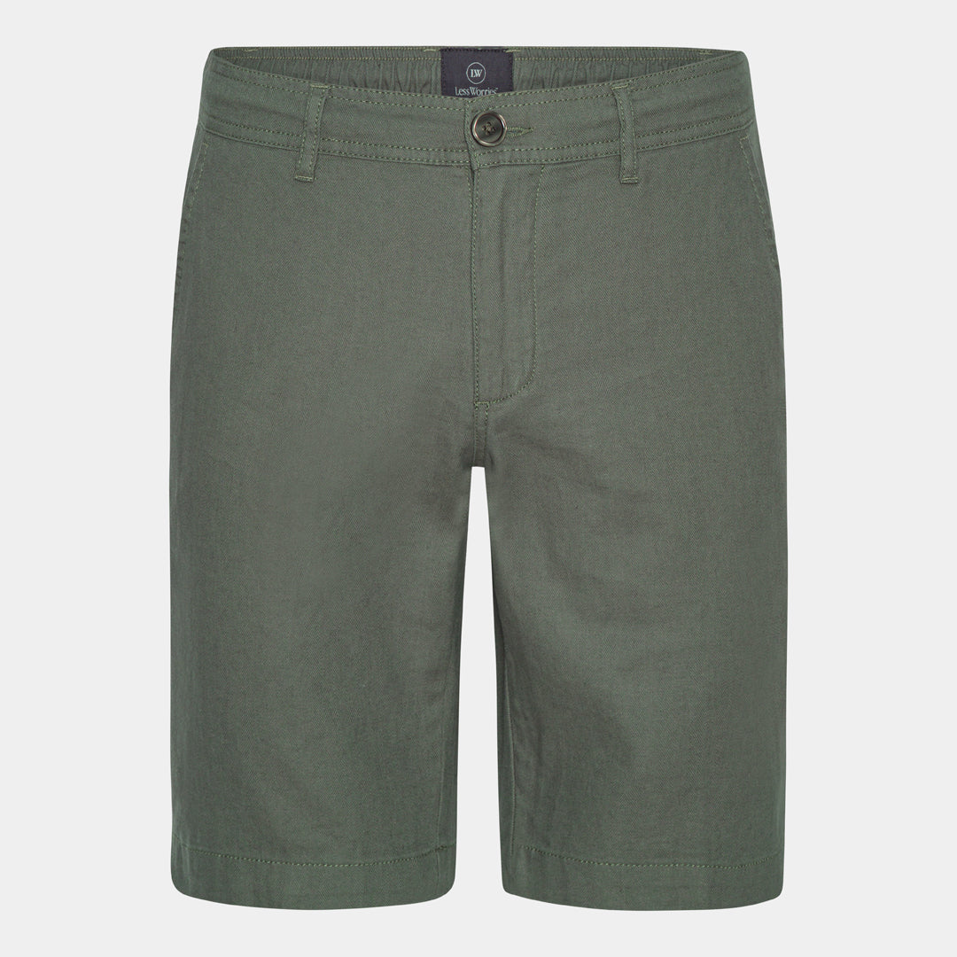 Green Linen-Cotton Shorts