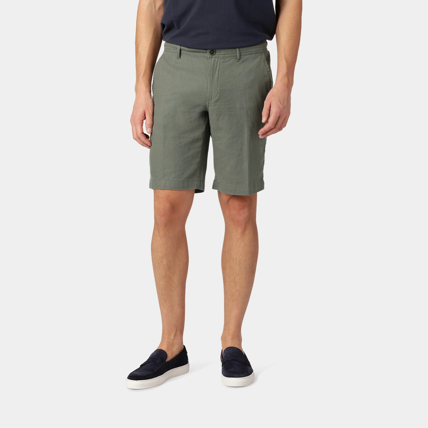 Green Linen-Cotton Shorts