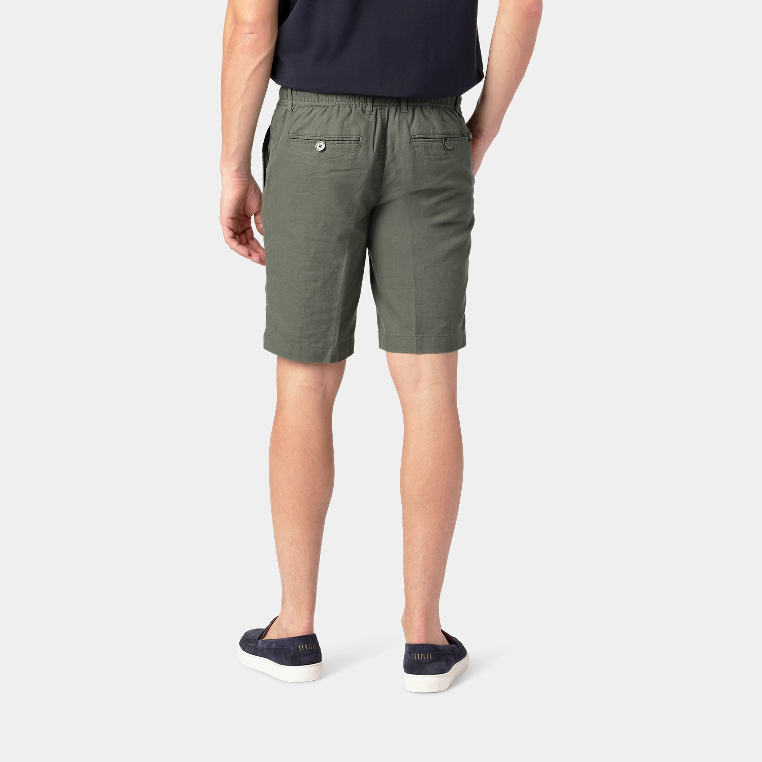 Green Linen-Cotton Shorts