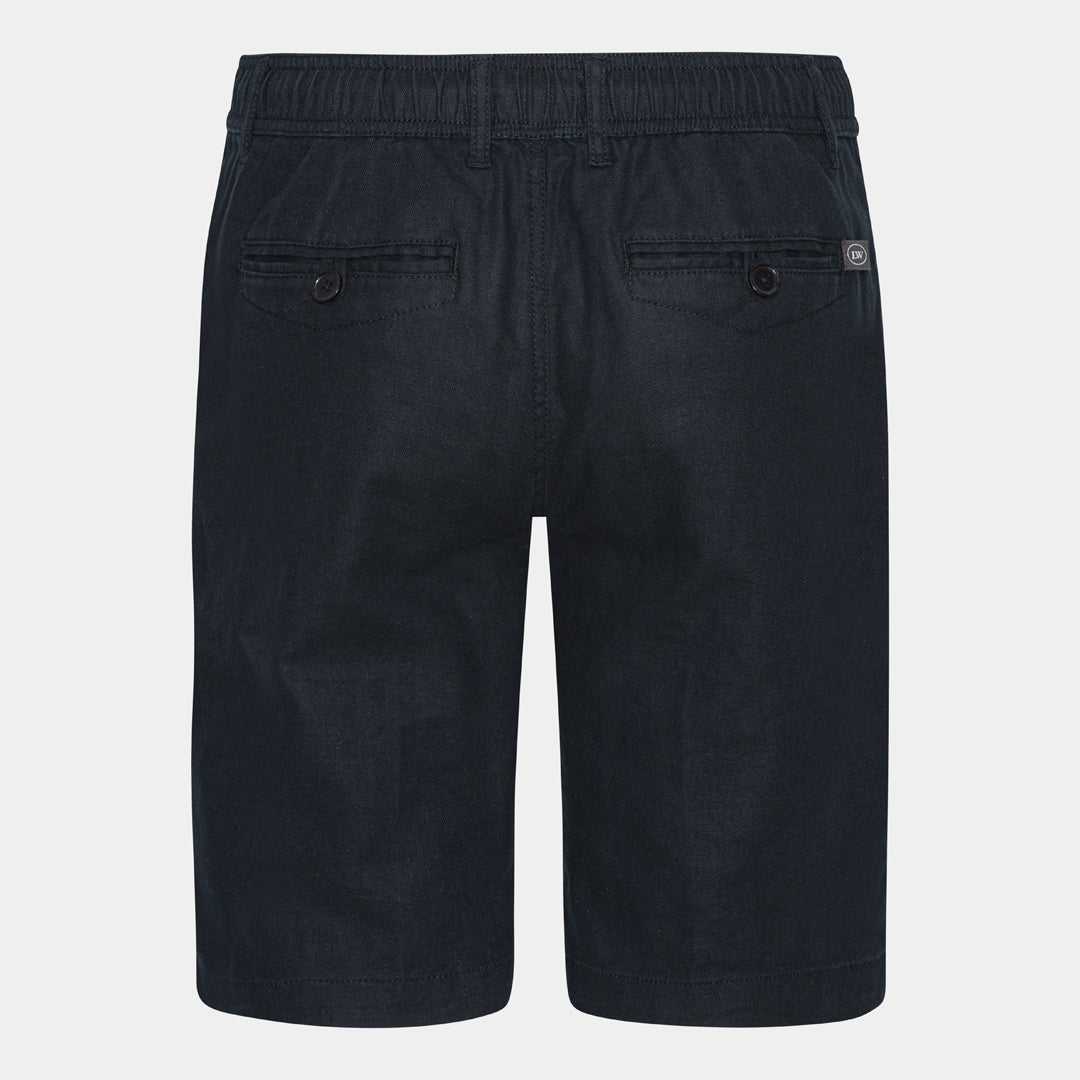 Navy Linen-Cotton Shorts