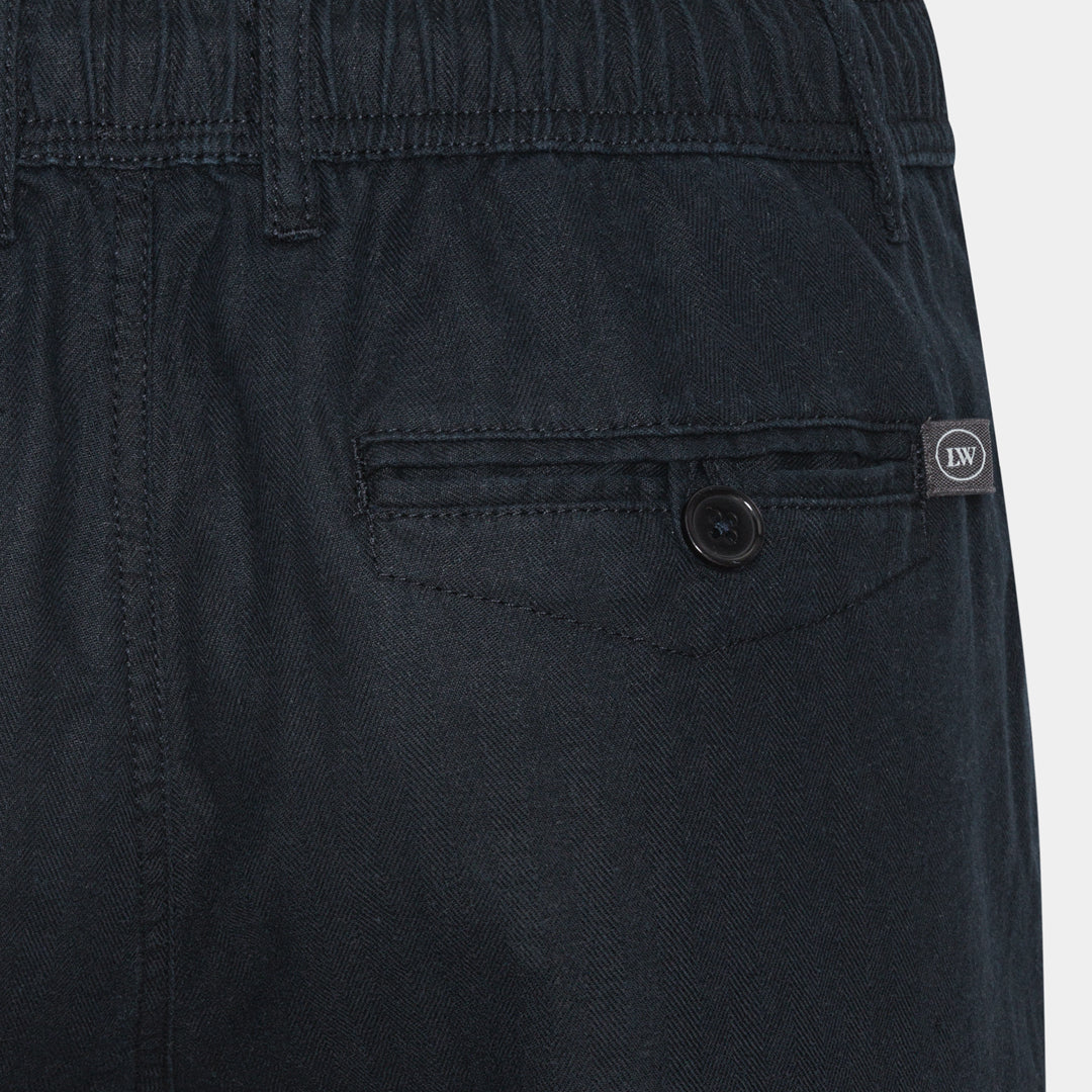 Navy Linen-Cotton Shorts