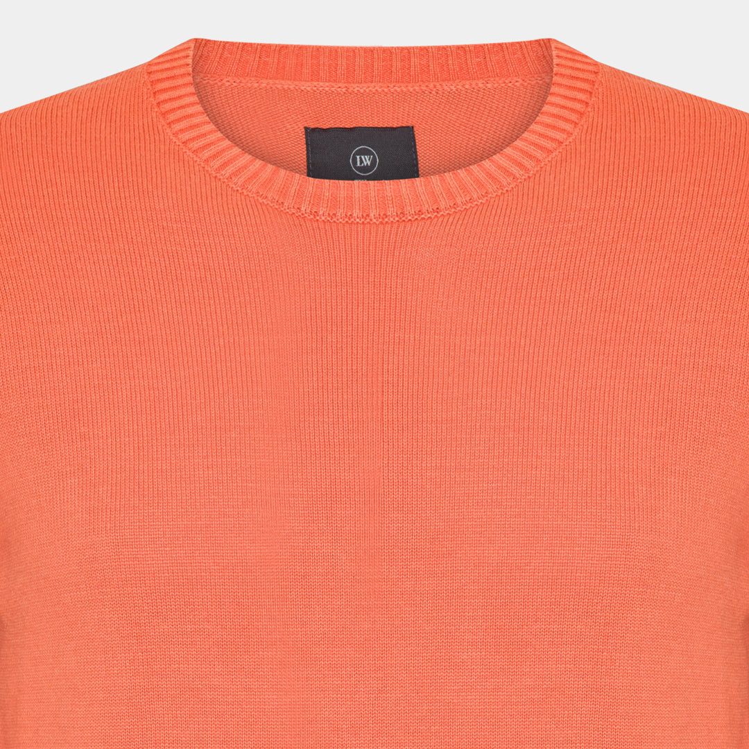 Orange Cotton Crewneck Sweater