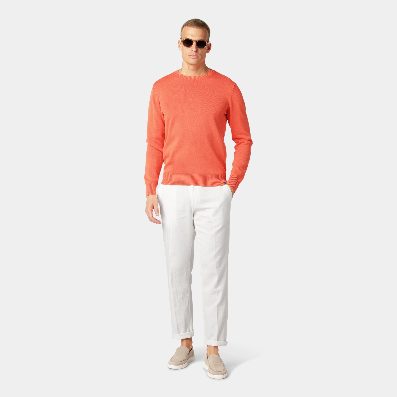 Orange Cotton Crewneck Sweater