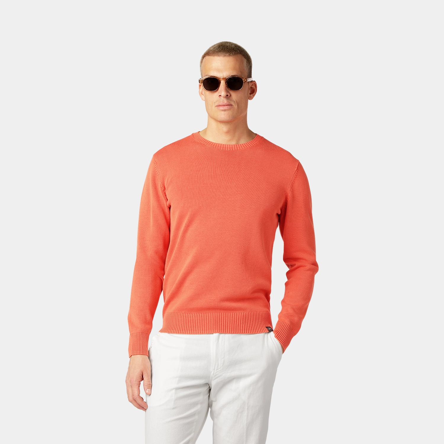 Orange Cotton Crewneck Sweater