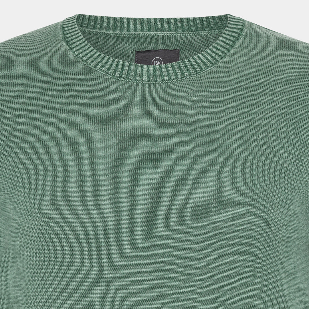 Green Cotton Crewneck Sweater