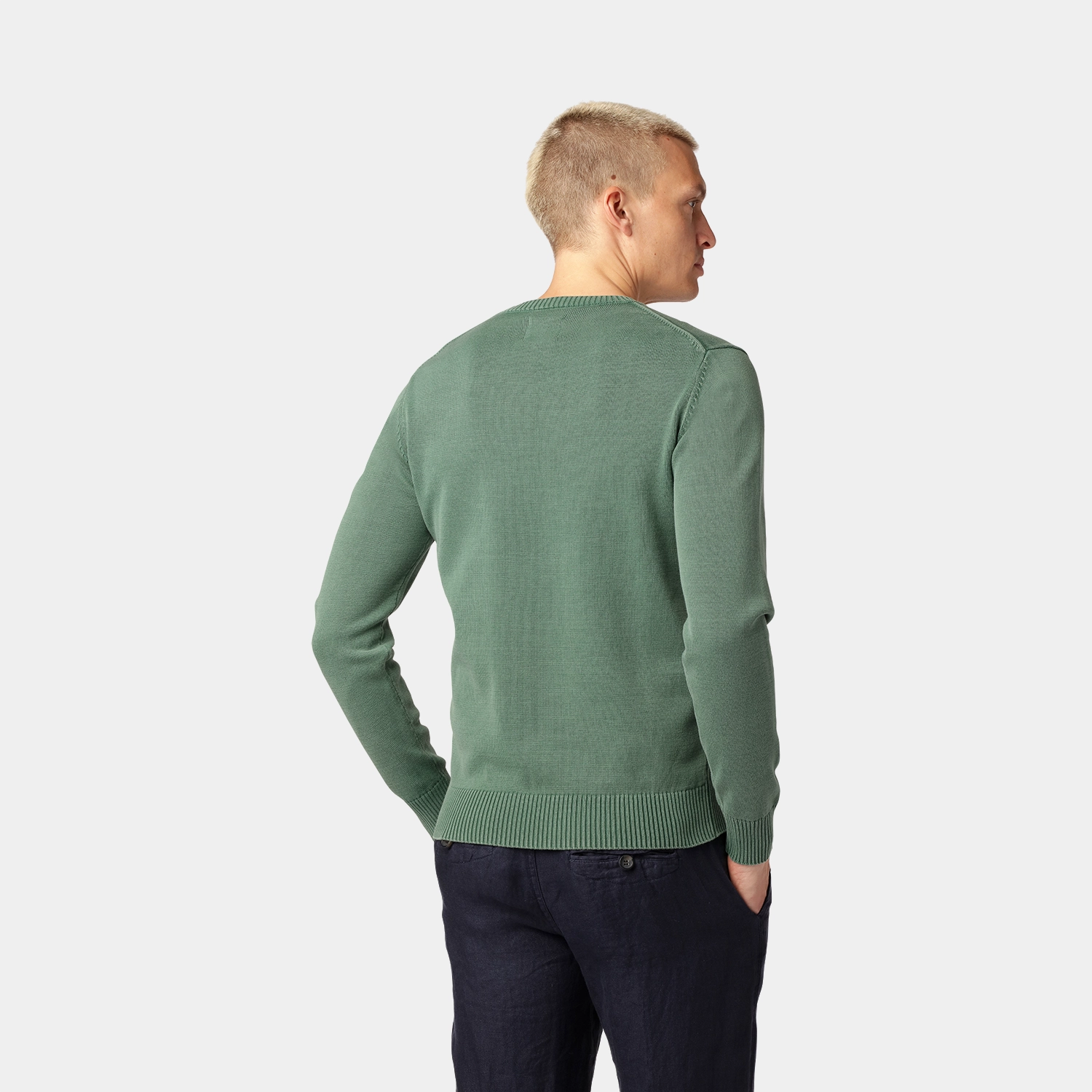 Green Cotton Crewneck Sweater