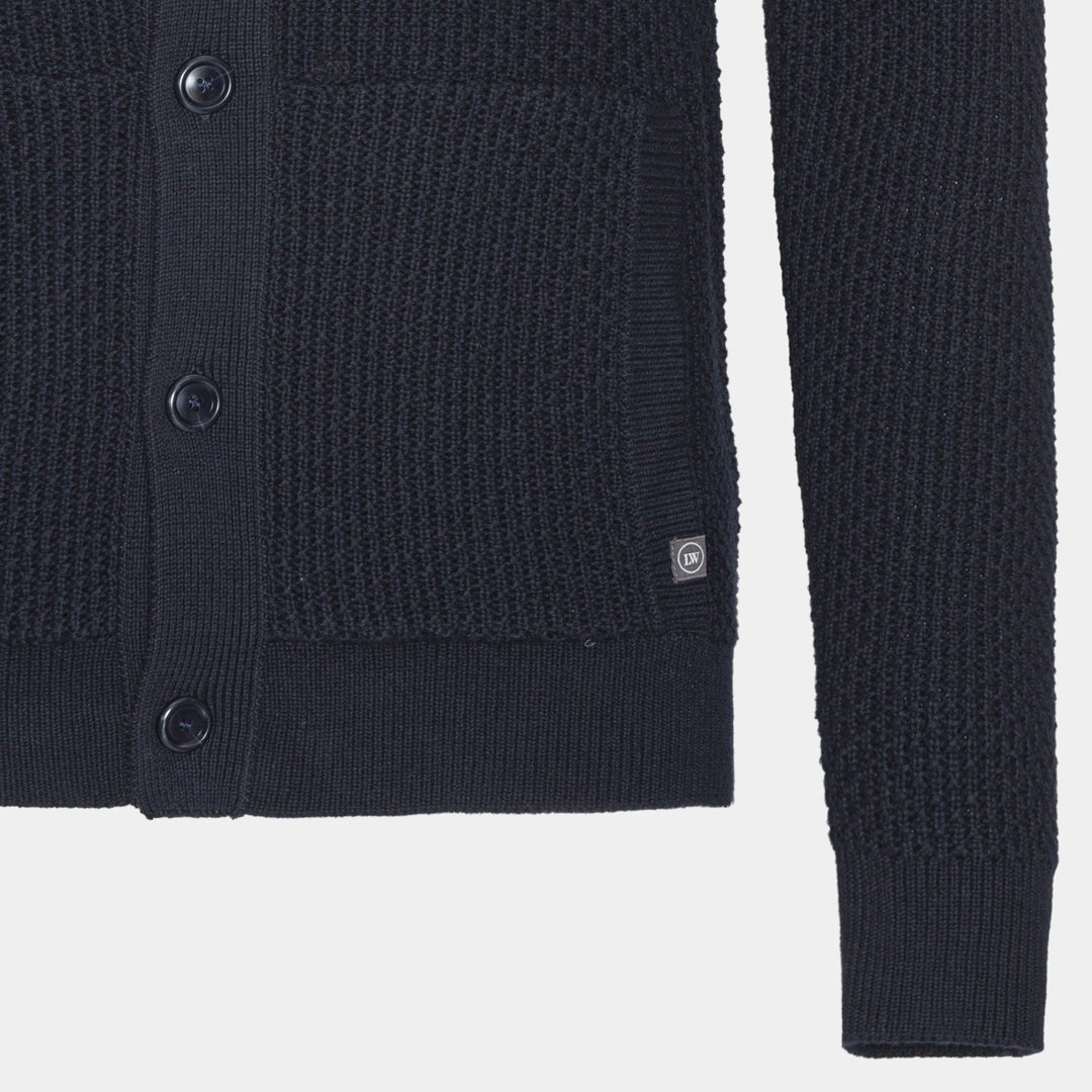 Navy Cotton Hoodie Cardigan