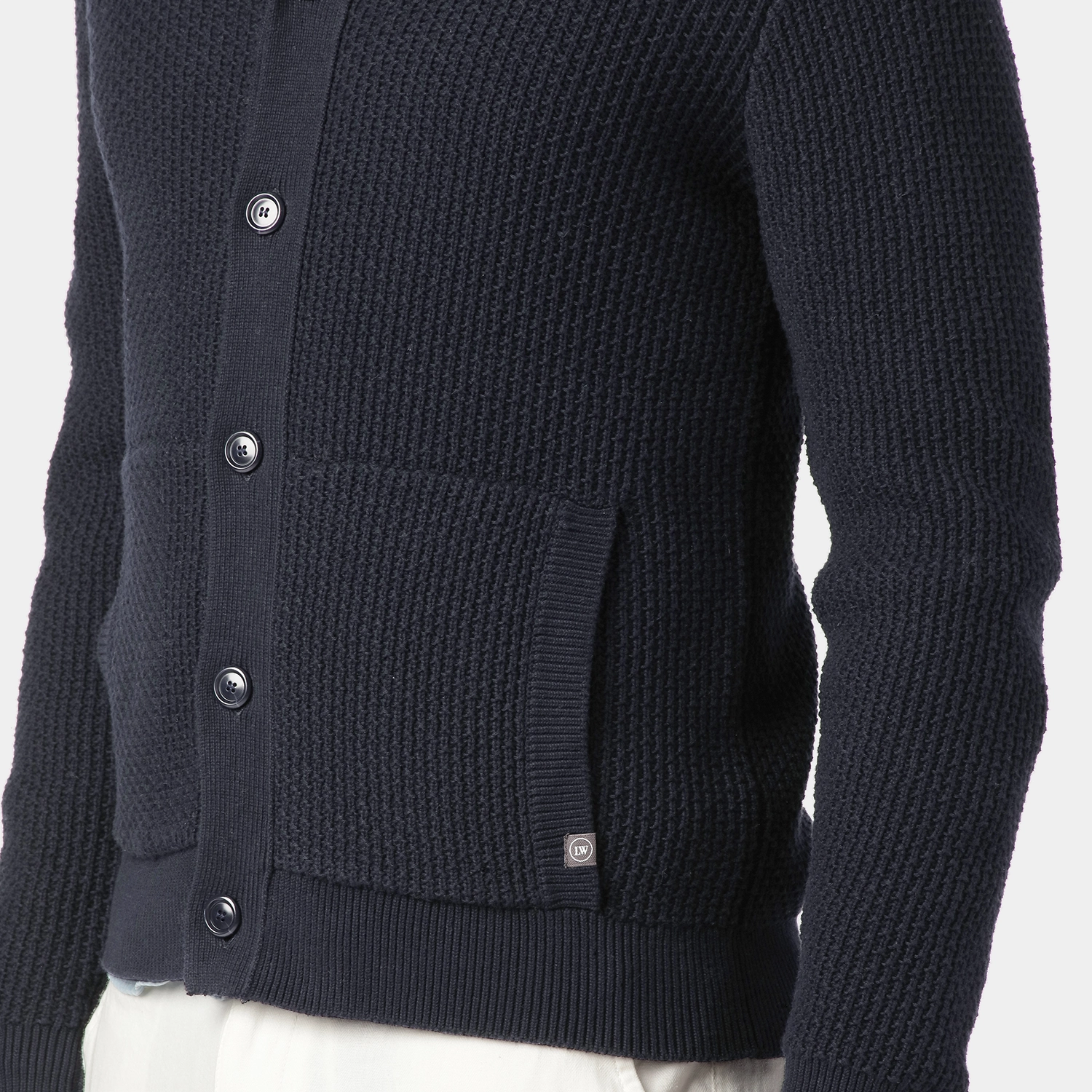 Navy Cotton Hoodie Cardigan