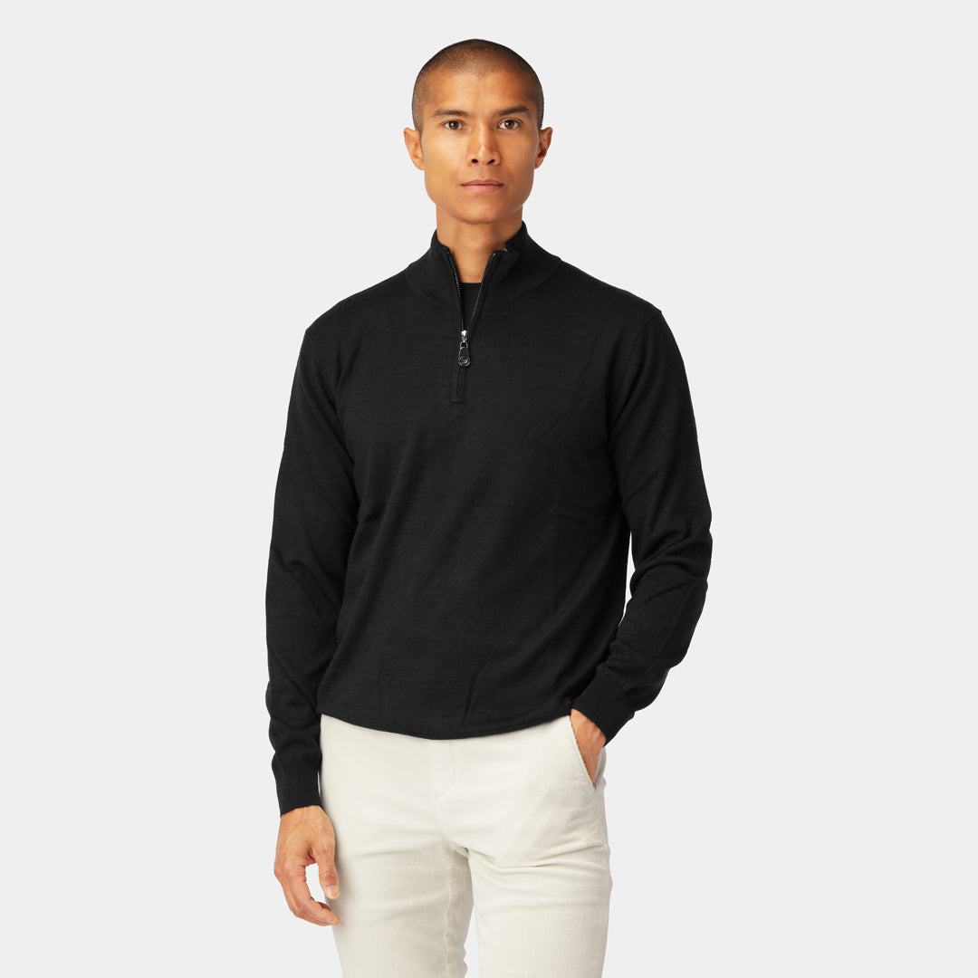 Navy Half Zip Merino