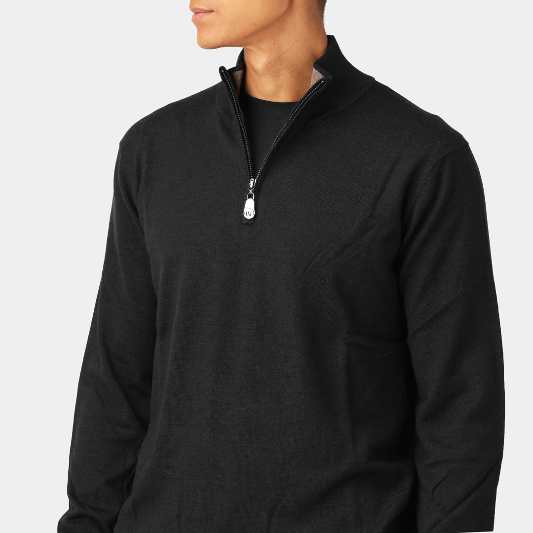 Navy Half Zip Merino