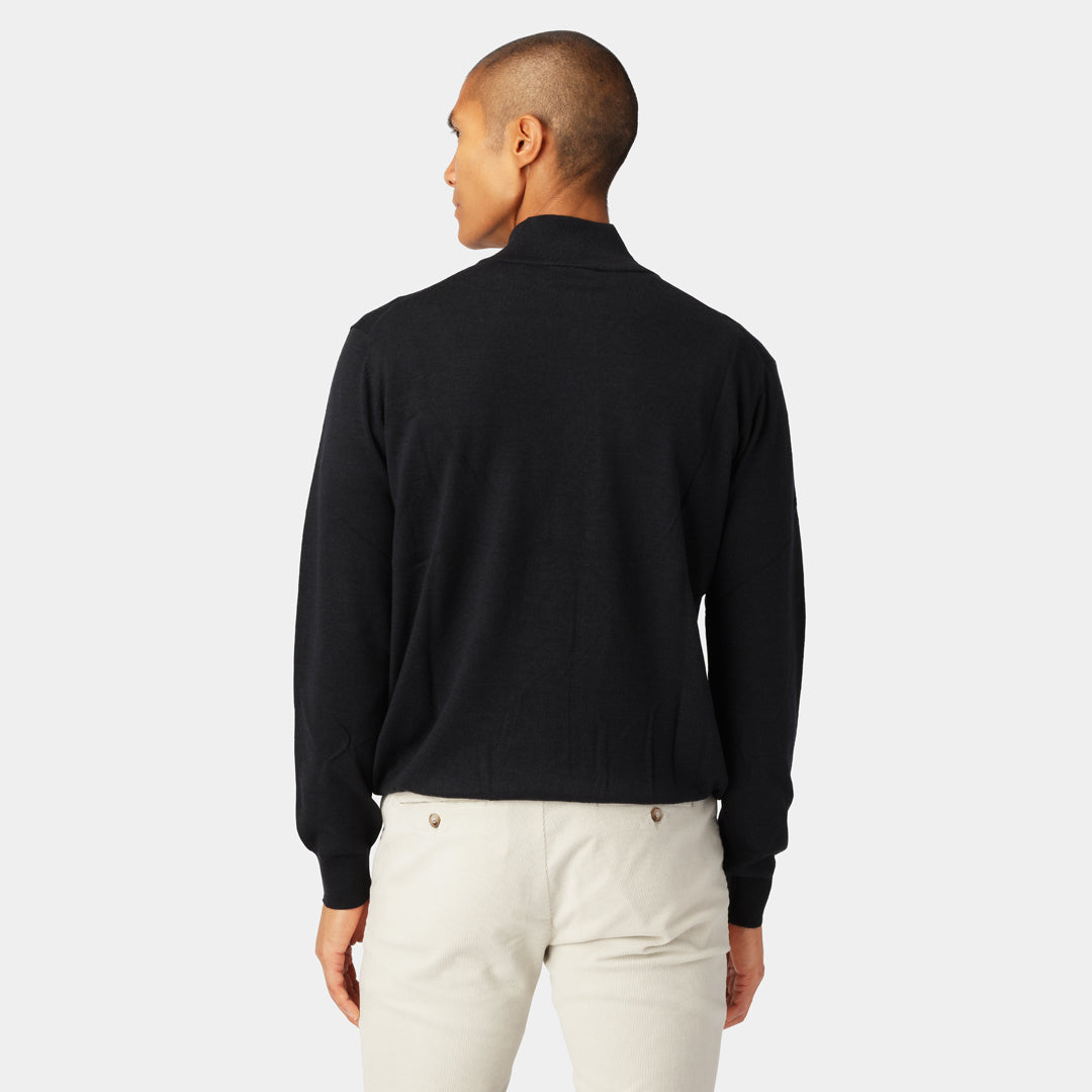 Navy Knitted Half-Zip Merino Sweater