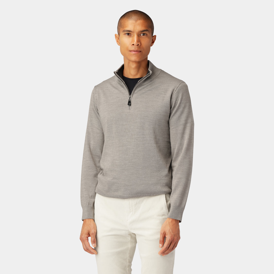 Light Beige Half Zip Merino