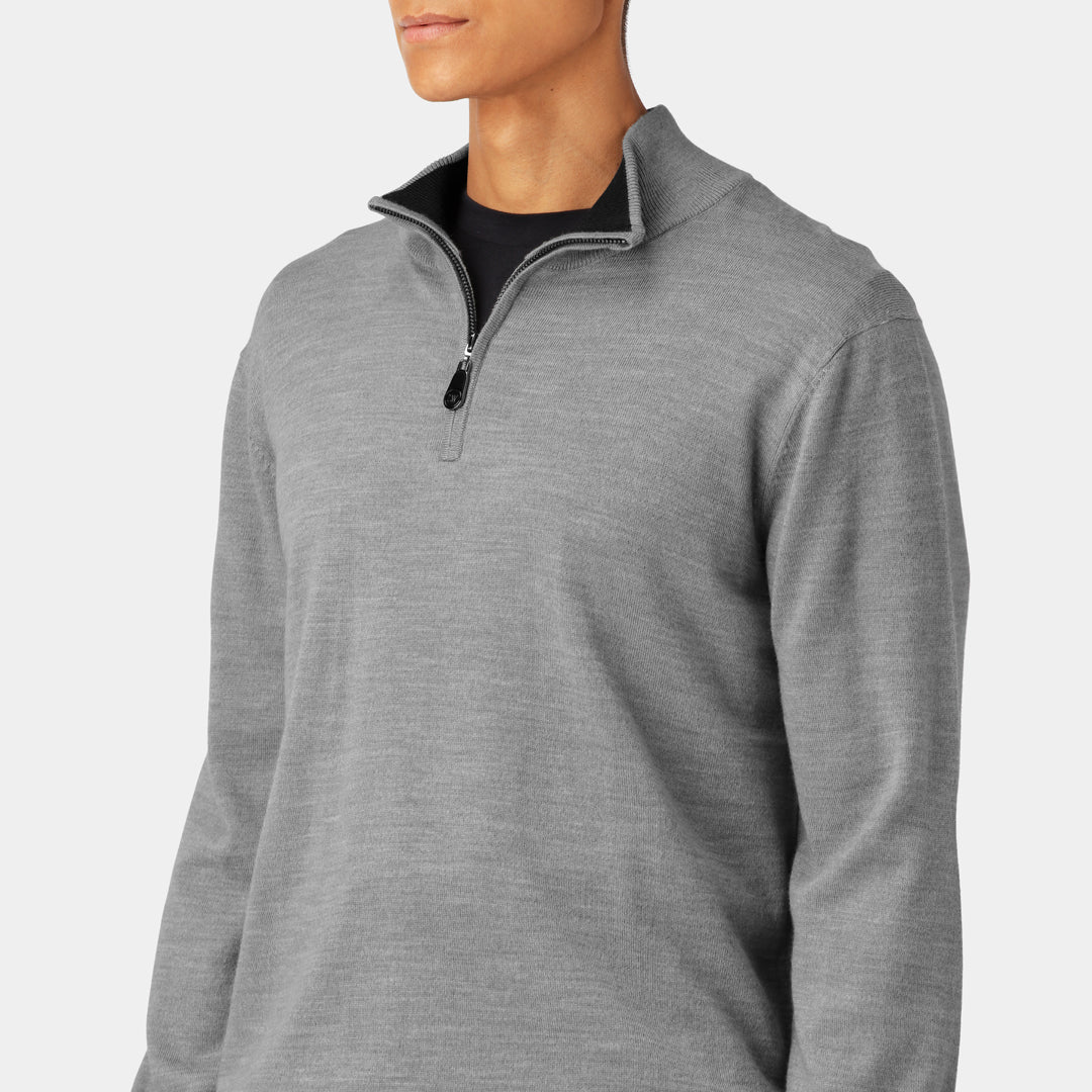 Grey Melange Half Zip Merino