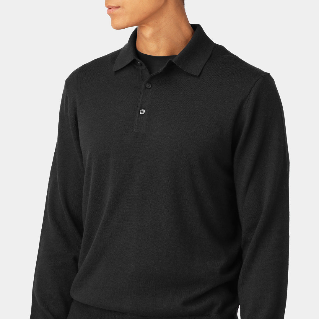 Navy Merino Polo