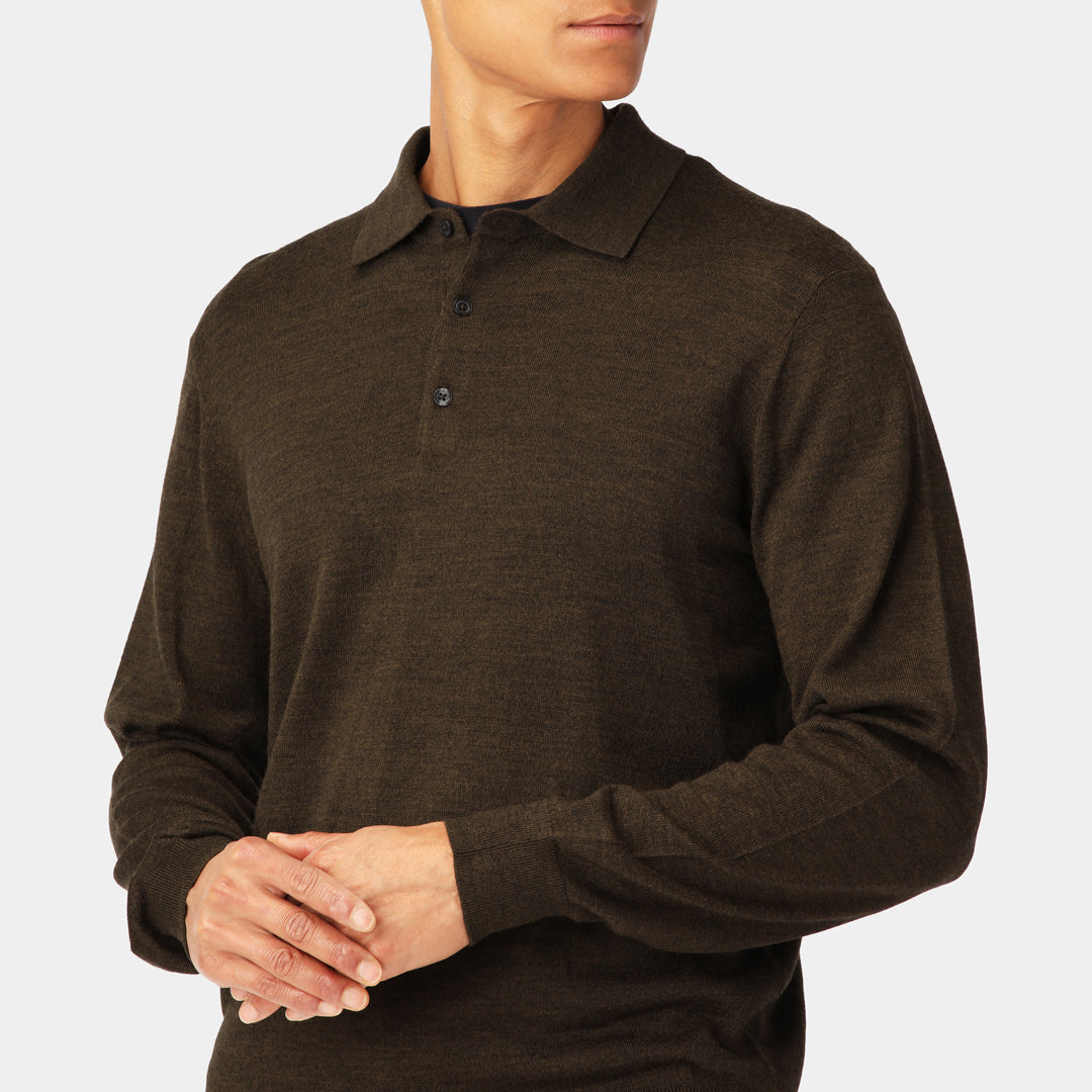 Dark Brown Merino Polo