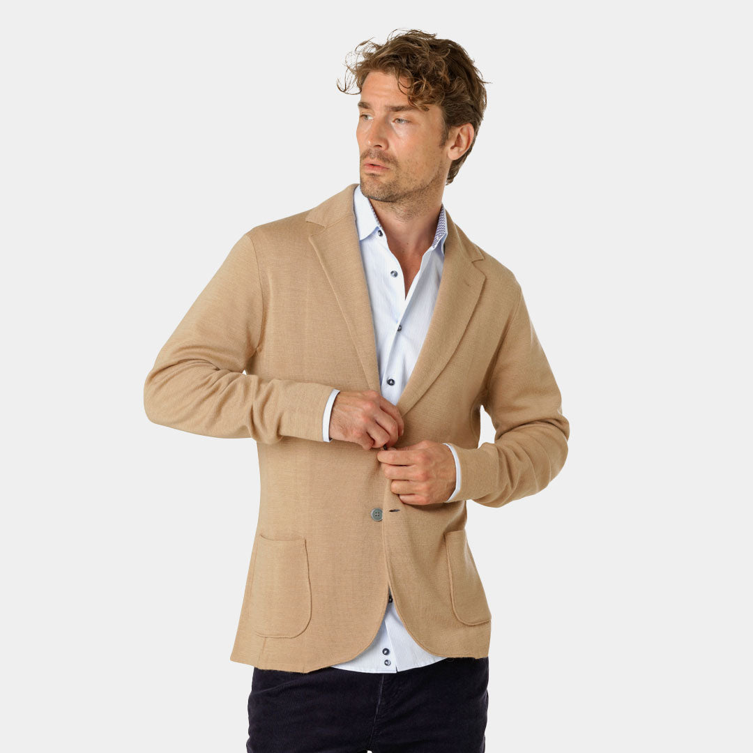 Beige Knitted Merino Blazer