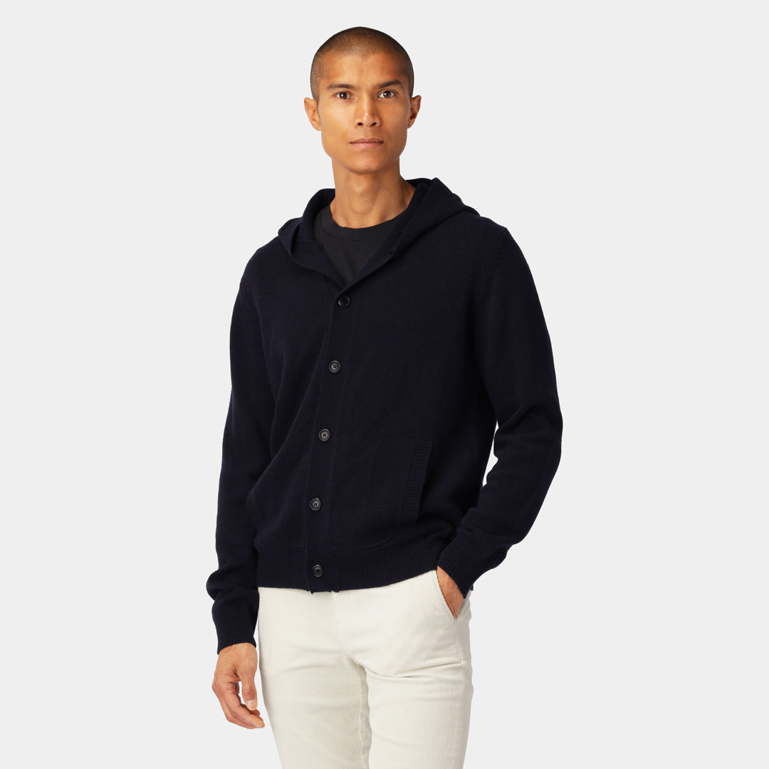 Marinblå Hoodie Cardigan