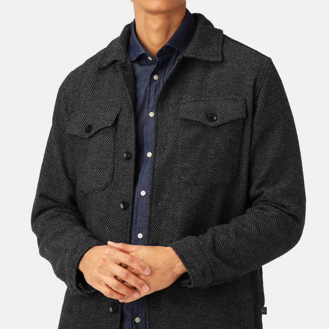 Dark grey Overshirt Herringbone