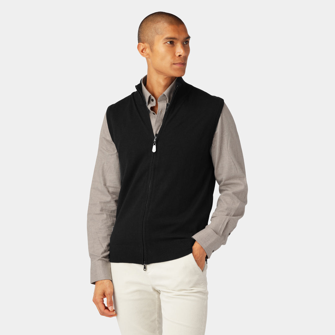 Navy Zip Vest Merino