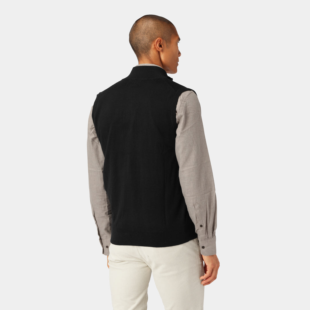 Navy Zip Vest Merino