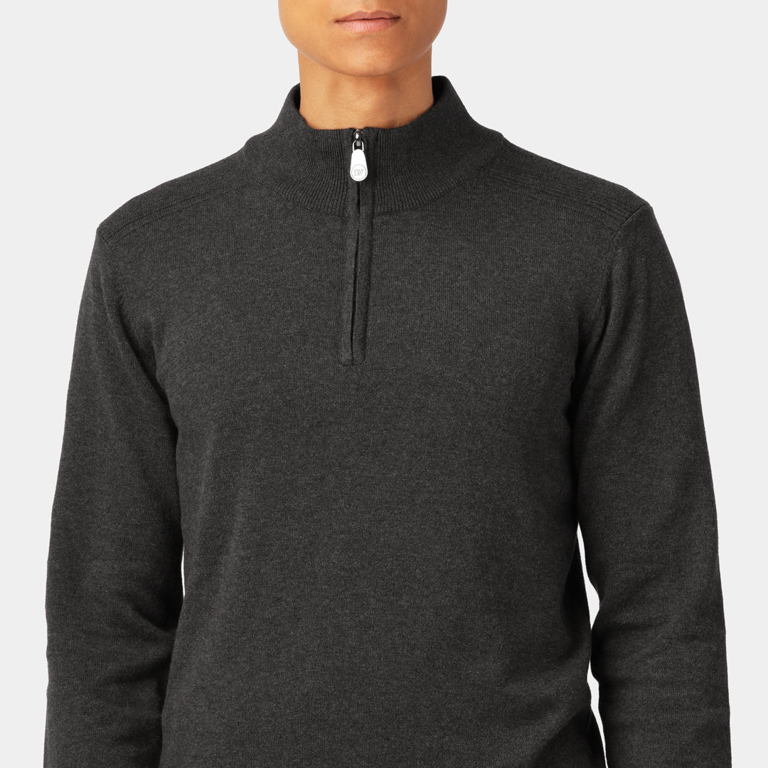 Dark Grey Cotton Half-Zip Sweater