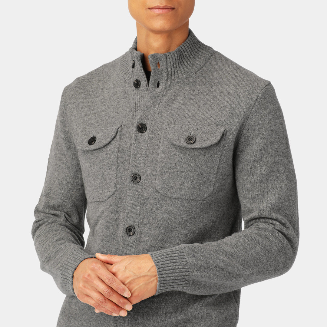 Grey Melange Cardigan with Pocket