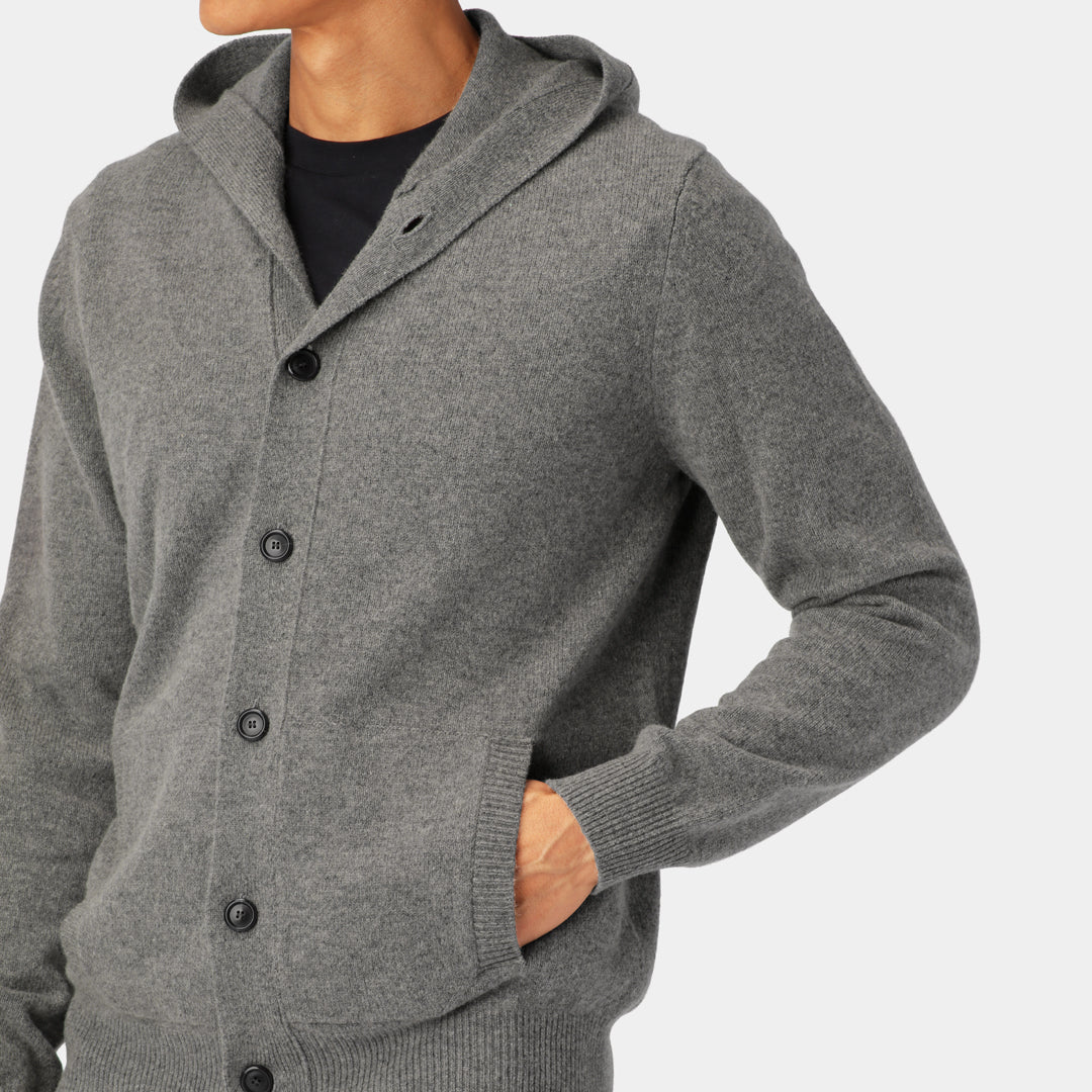 Stylish knitted Cardigan hoodie in 100% Wool.