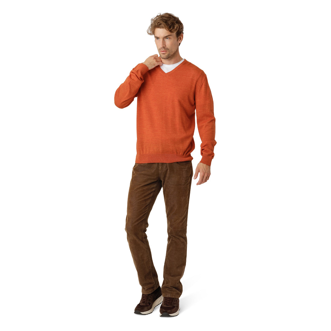 Orange Sweater V-neck Merino